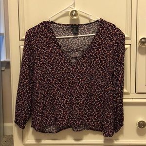 Forever21 flora tie-up 3/4 sleeve shirt
